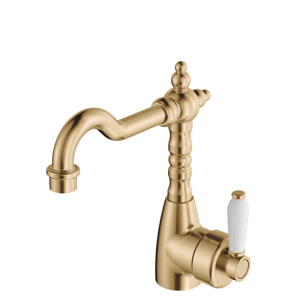 Eleanor Shepherds Crook Basin Mixer, Brushed Nickel / Brushed Nickel