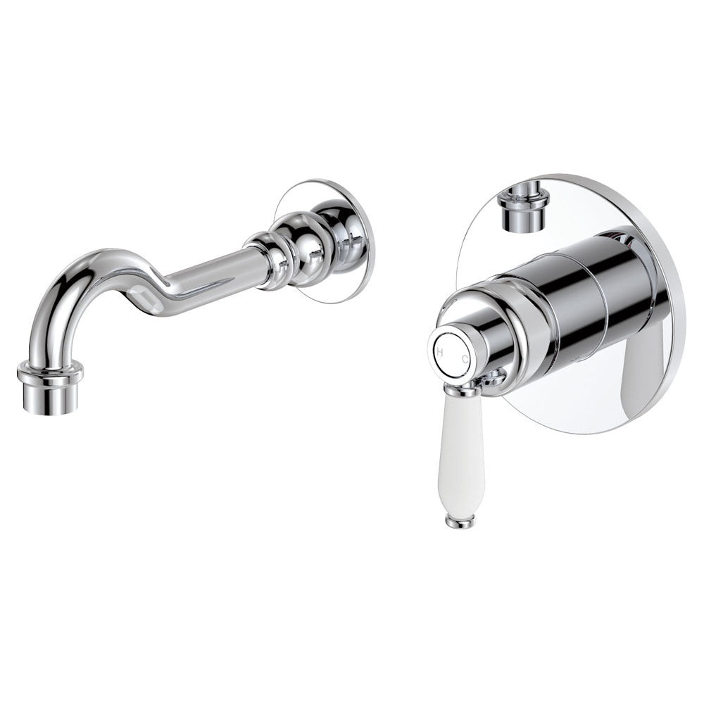 Eleanor Wall Basin/Bath Mixer Set, Brushed Nickel / Brushed Nickel