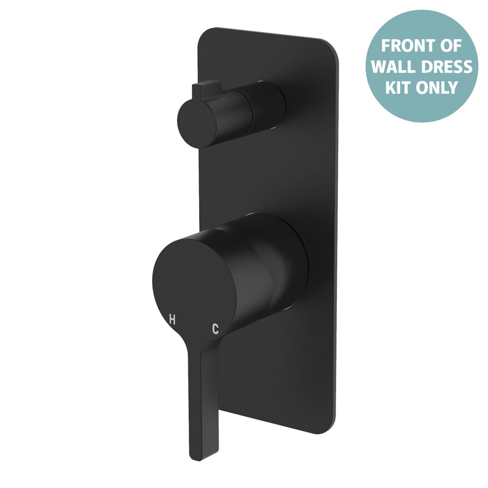 Sansa Wall Diverter Mixer Dress Kit, Rectangular Plate, Matte Black