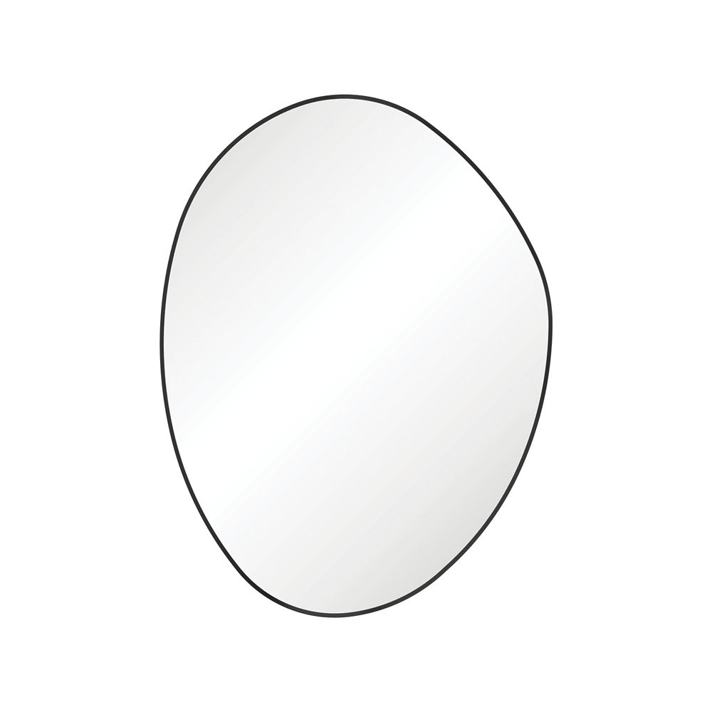 Pebble Matte Black Asymmetrical Framed Mirror