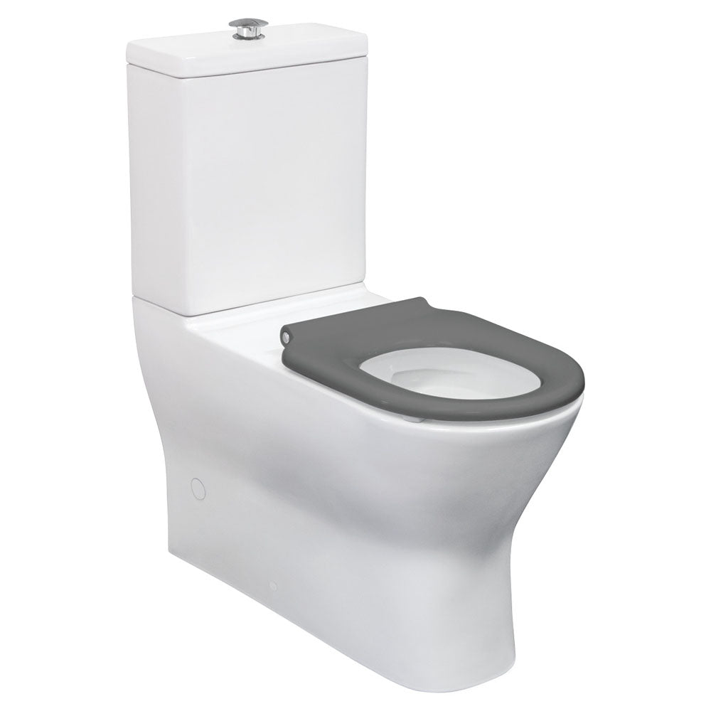 Delta Care Back-to-Wall Toilet Suite, Gloss White with Black Seat