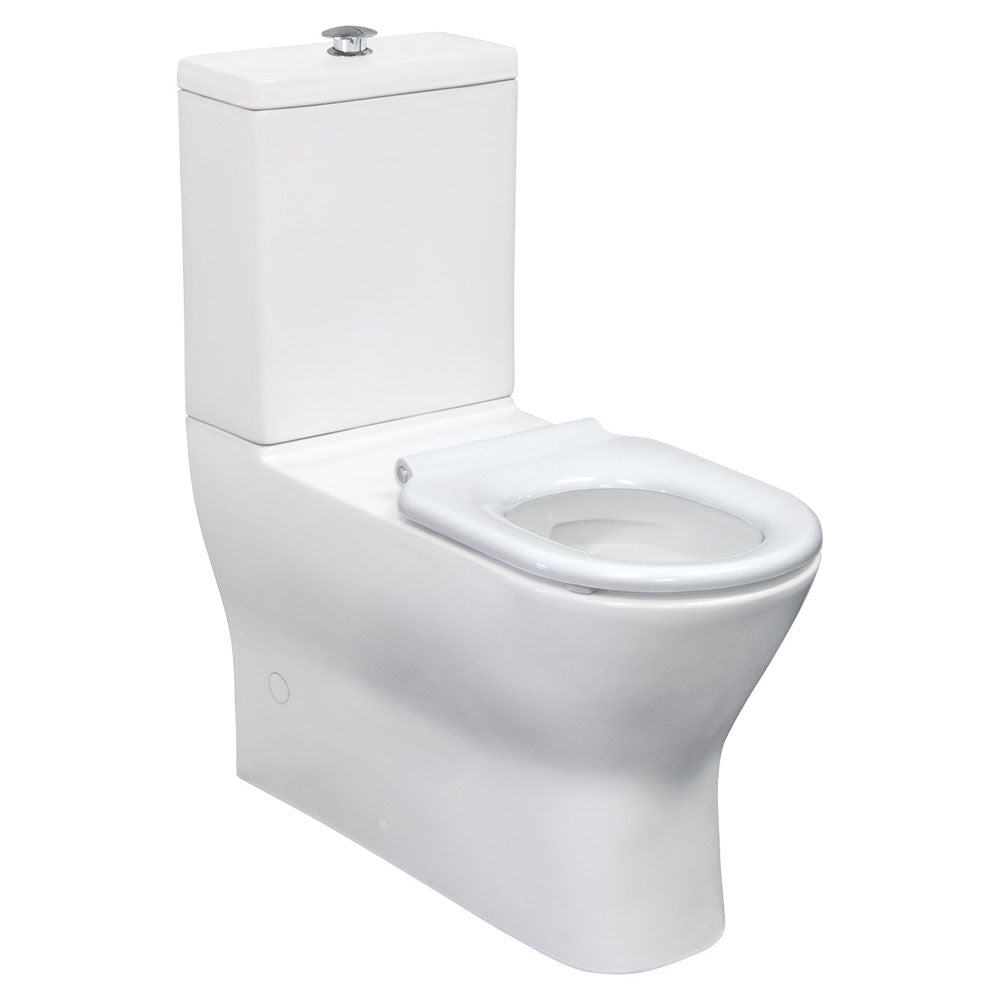 Delta Care Back-to-Wall Toilet Suite, Gloss White with Black Seat
