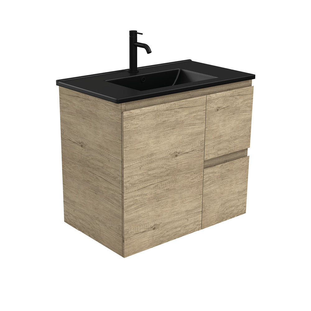 Dolce Matte Black Edge Vanity - Left Drawer