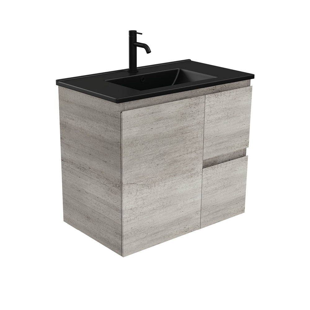 Dolce Matte Black Edge Vanity - Left Drawer