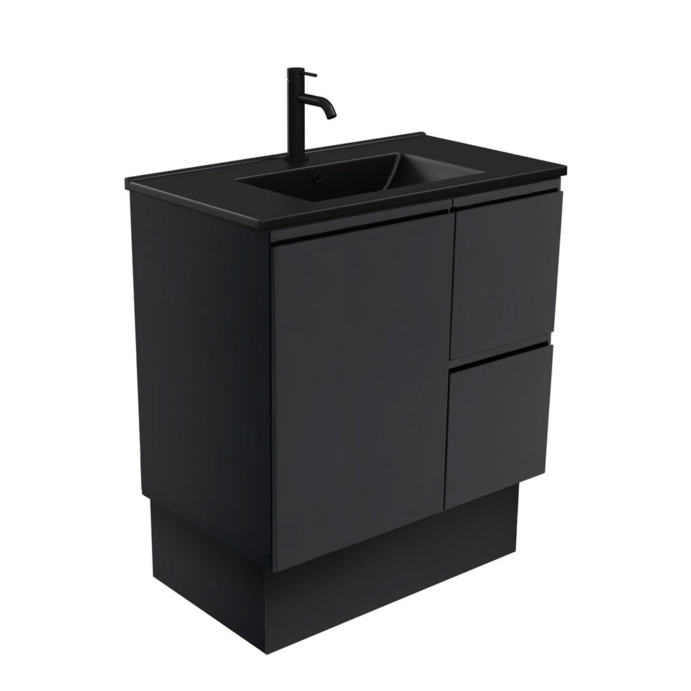 Dolce Matte Black Fingerpull Vanity - Right Drawers