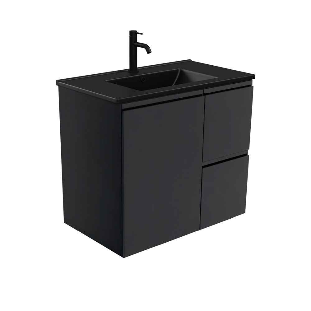 Dolce Matte Black Fingerpull Vanity - Right Drawers