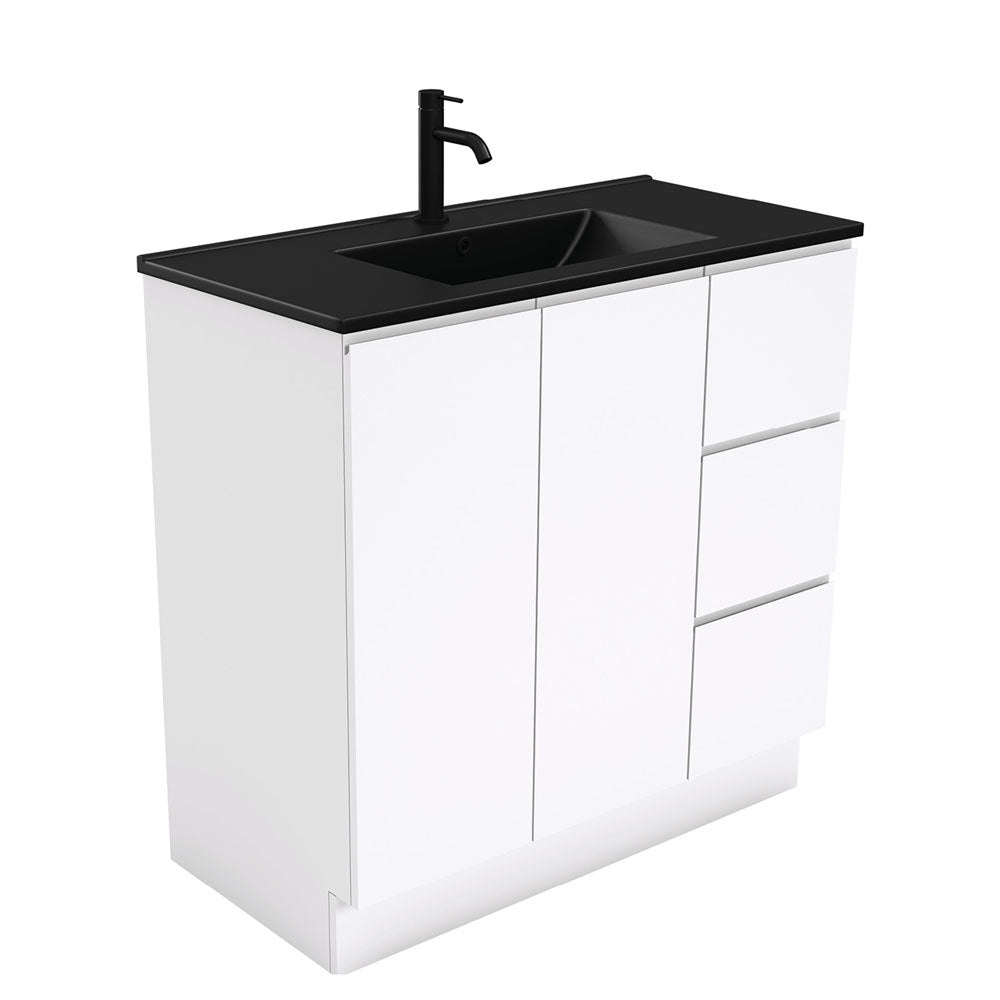 Dolce Matte Black Fingerpull Vanity - Right Drawers