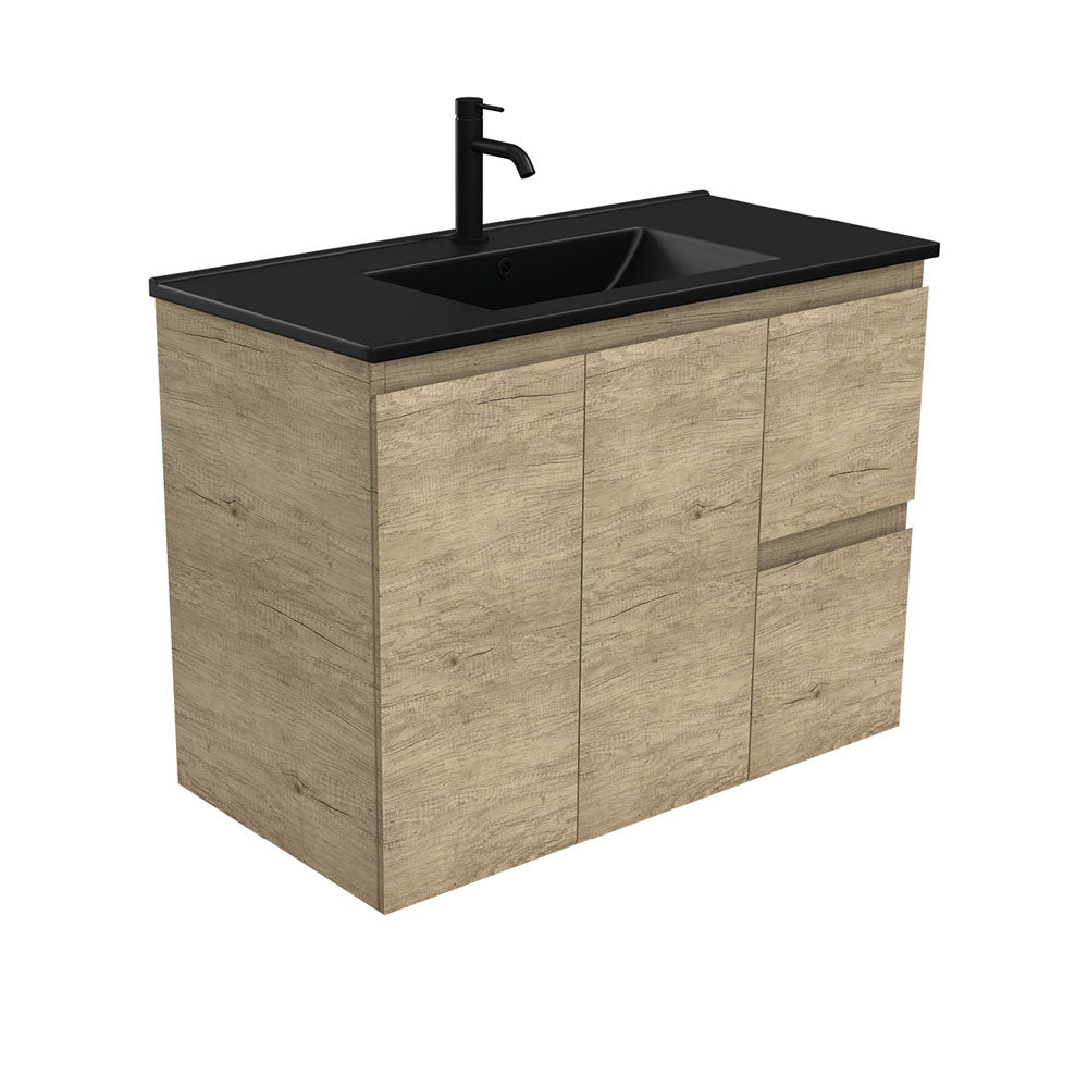 Dolce Matte Black Edge Vanity - Left Drawer