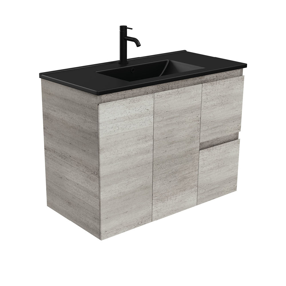 Dolce Matte Black Edge Vanity - Left Drawer