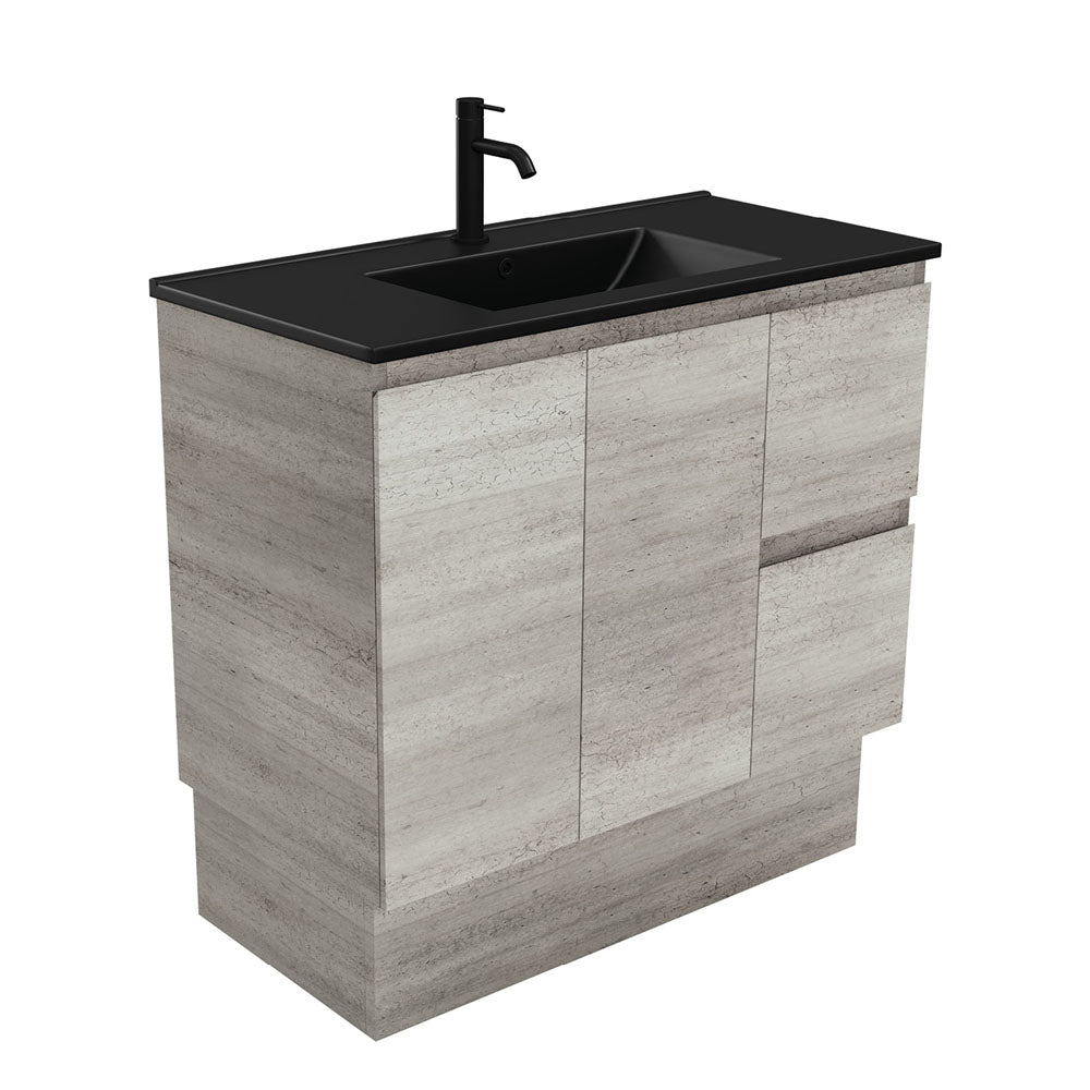 Dolce Matte Black Edge Vanity - Left Drawer