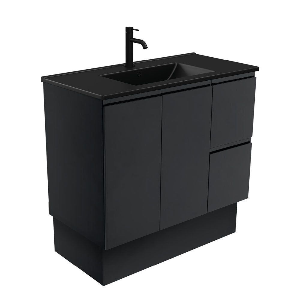 Dolce Matte Black Fingerpull Vanity - Right Drawers