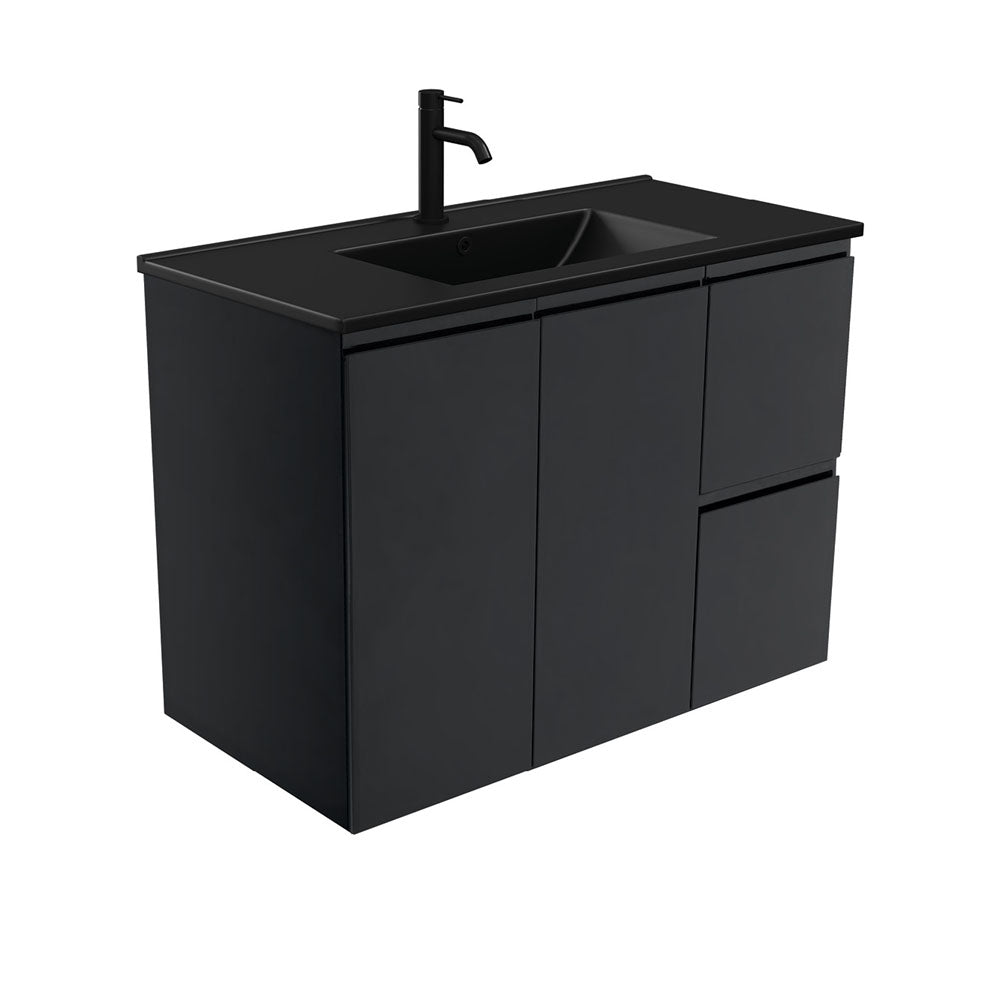 Dolce Matte Black Fingerpull Vanity - Right Drawers