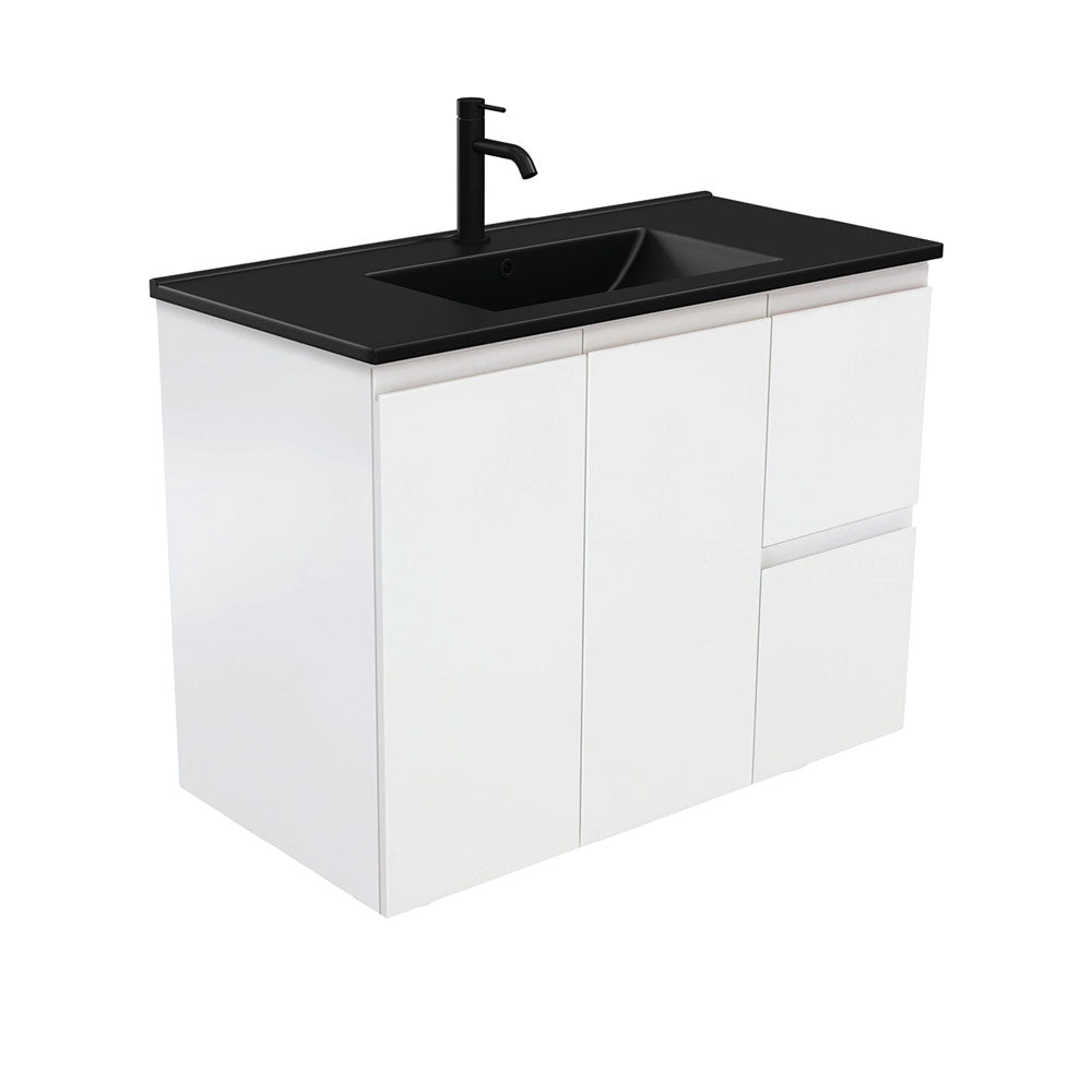 Dolce Matte Black Fingerpull Vanity - Right Drawers