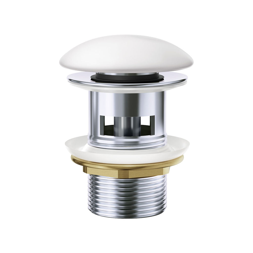 Pop-Up 32mm Overflow Basin Waste, Matte White Ceramic Cap