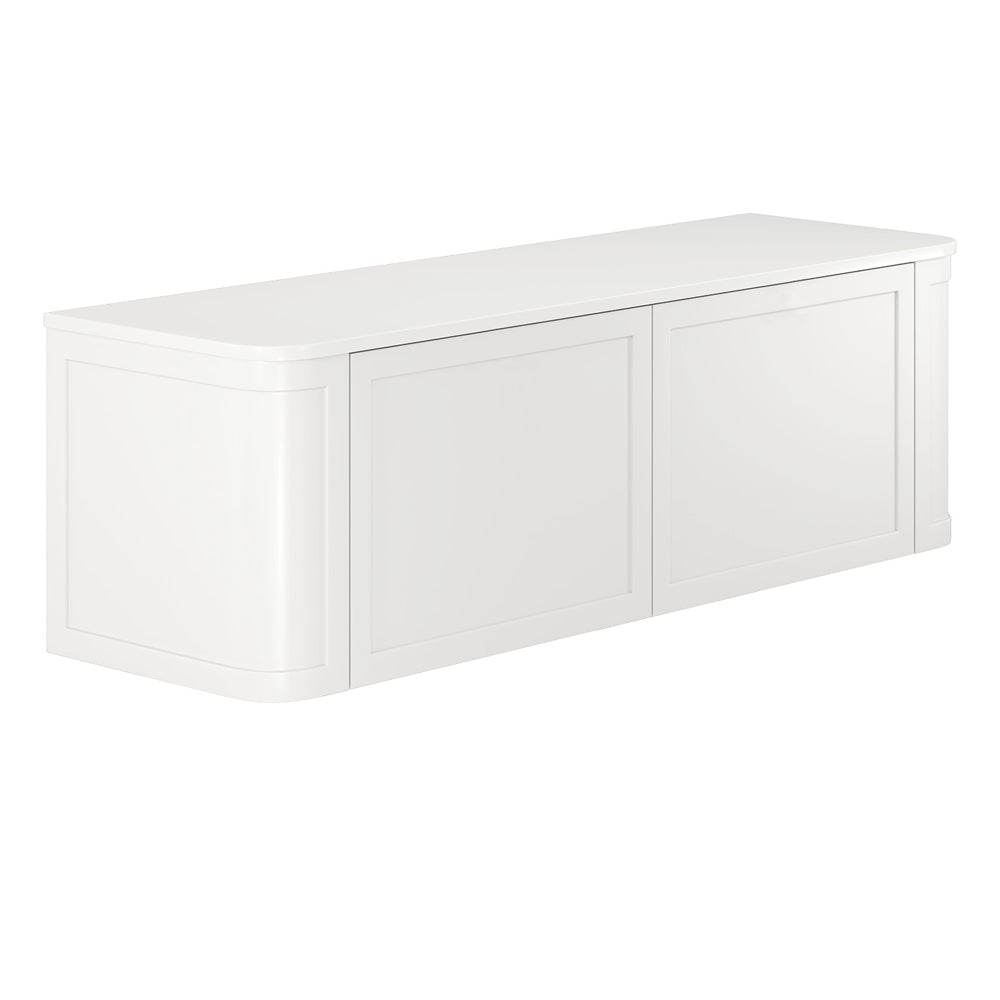 Mila Curved Satin White Wall Hung Cabinet