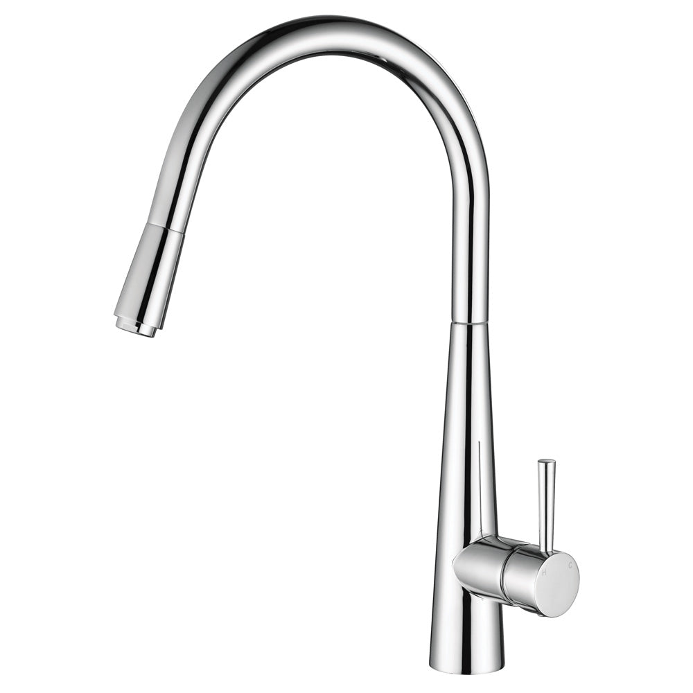Isabella Deluxe Gooseneck Pull-Out Kitchen Mixer, Brushed Nickel