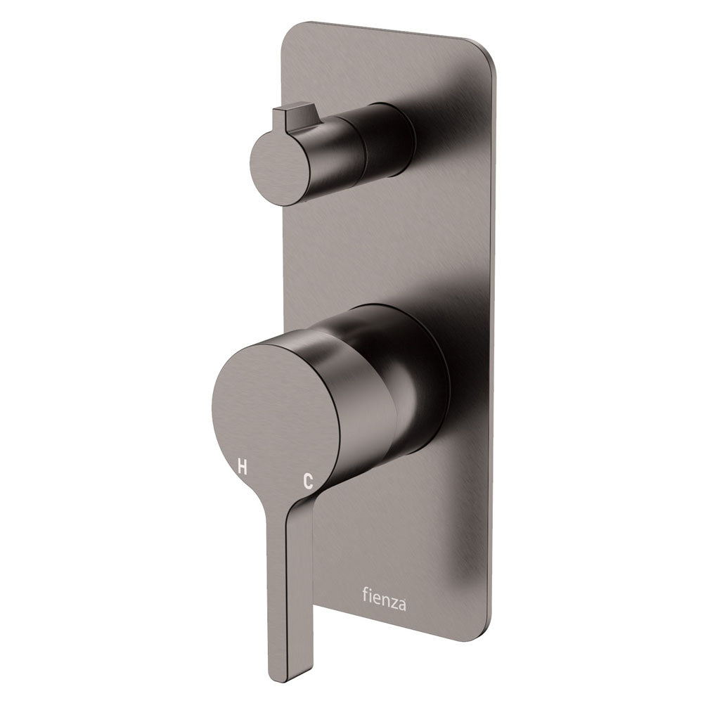 Sansa Wall Diverter Mixer, Rectangular Plate, Gun Metal