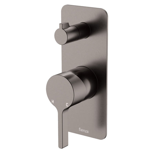 Sansa Wall Diverter Mixer, Rectangular Plate, Gun Metal