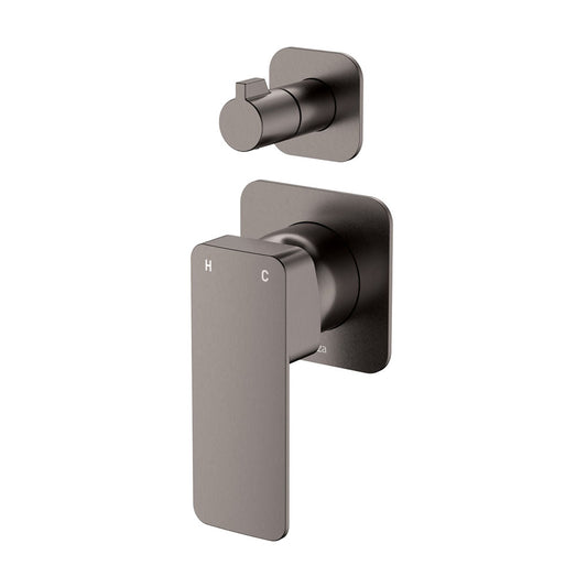 Tono Wall Diverter Mixer, Square Plates, Gun Metal