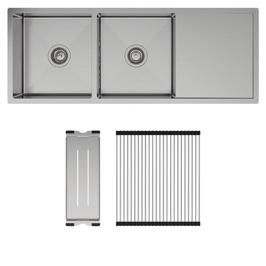 Hana 29L/29L Double Kitchen Sink with Drainer Kit