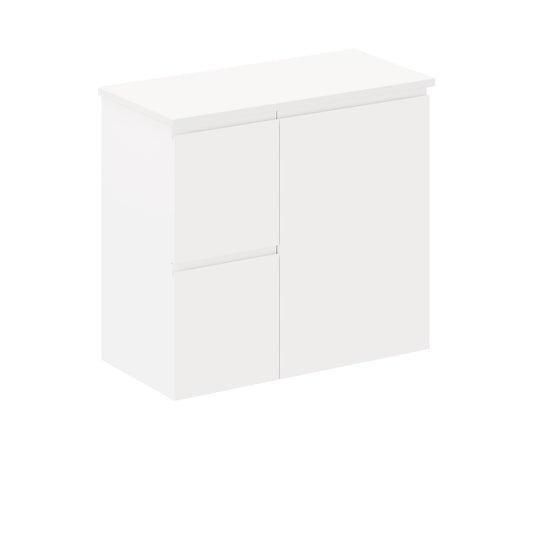 Siska 750mm Ensuite Depth Wall Hung Cabinet, Left Drawers
