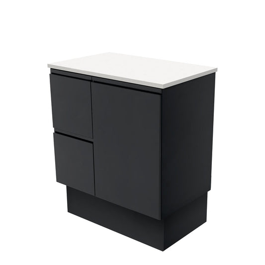Fingerpull Satin Black Cabinet with Drawers