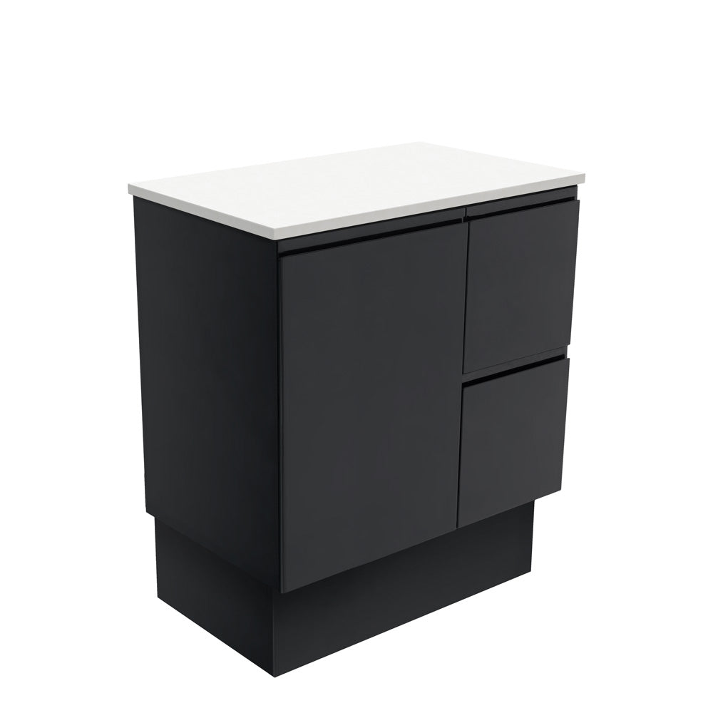 Fingerpull Satin Black Cabinet with Drawers