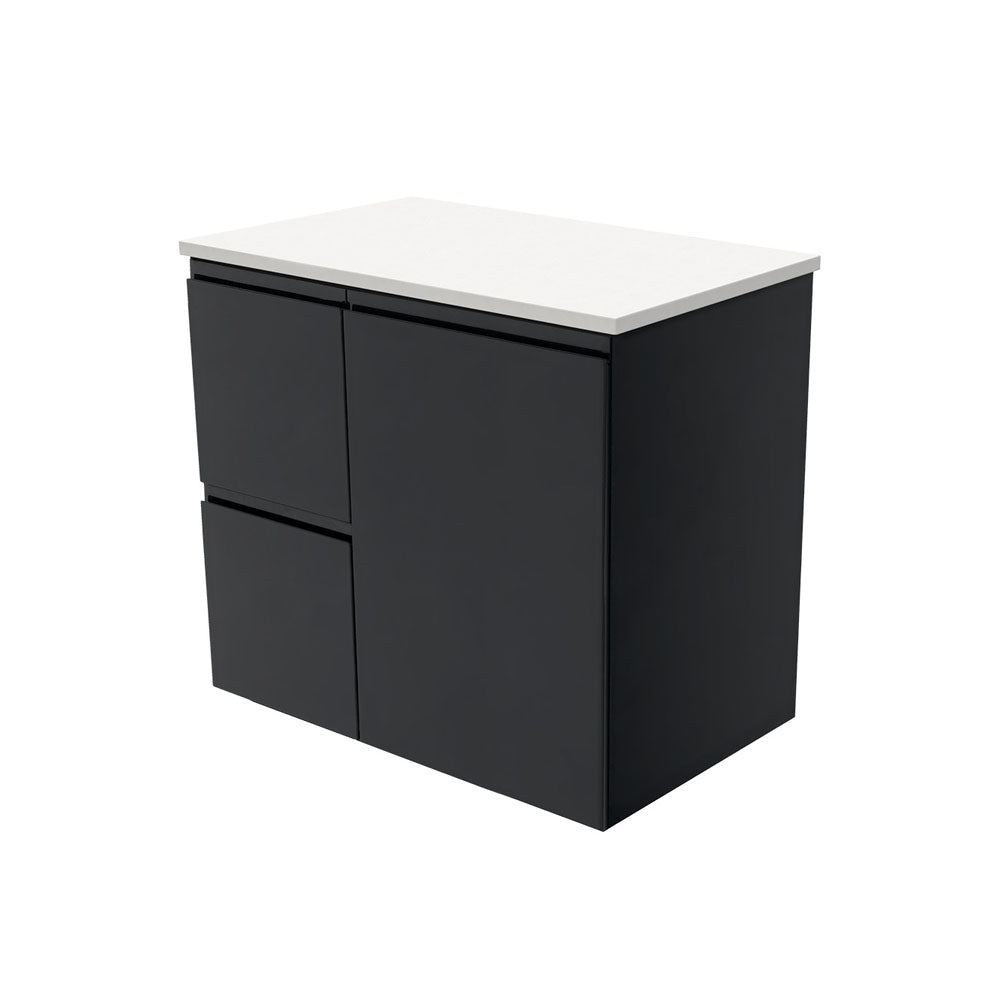 Fingerpull Satin Black Cabinet with Drawers