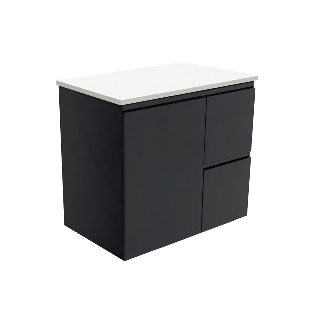 Fingerpull Satin Black Cabinet with Drawers