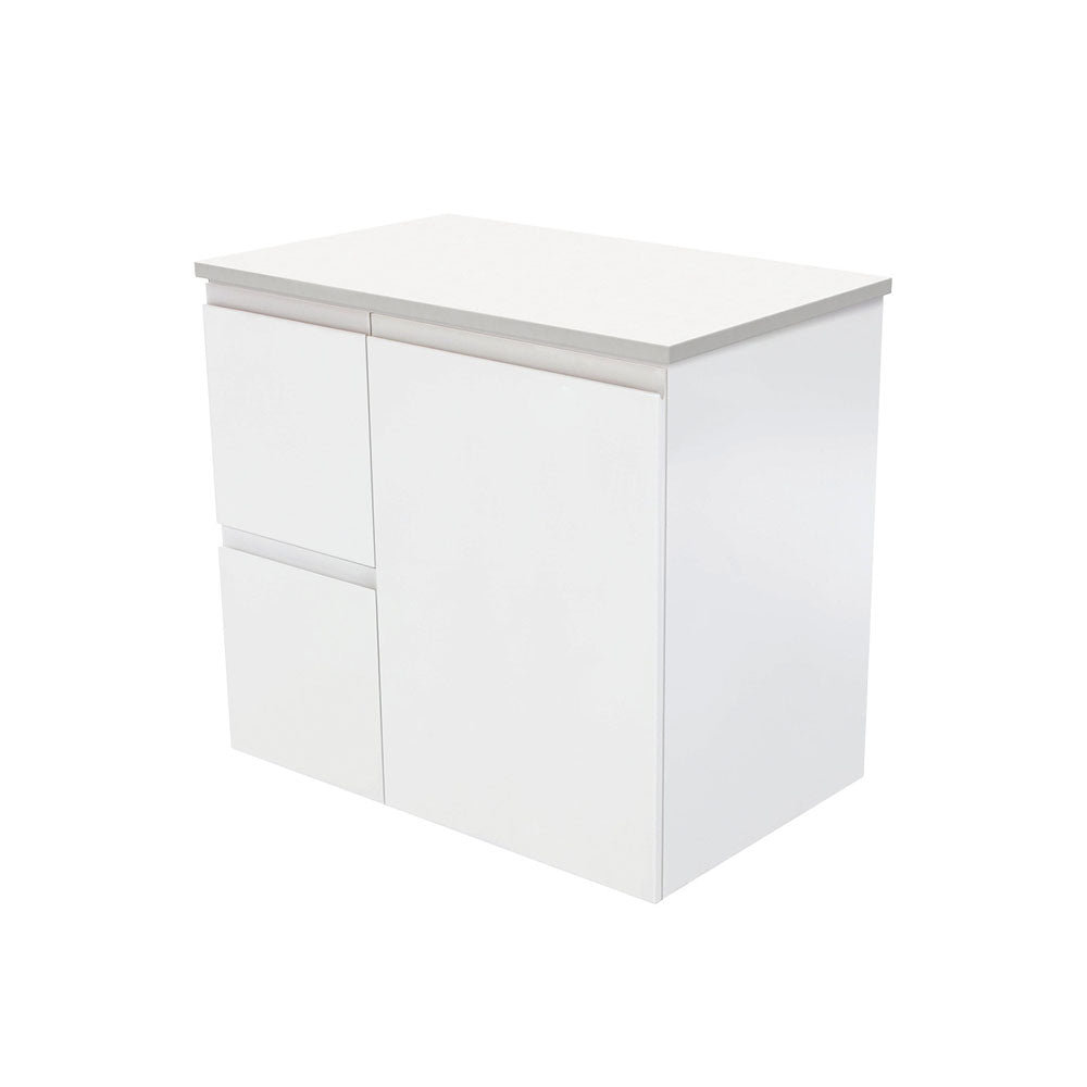 Fingerpull Satin White Cabinet with Drawers