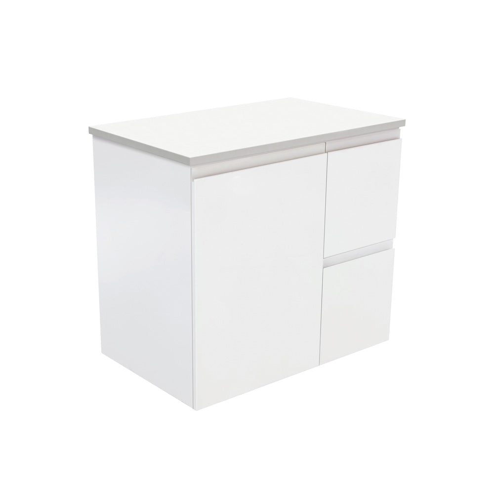 Fingerpull Satin White Cabinet with Drawers