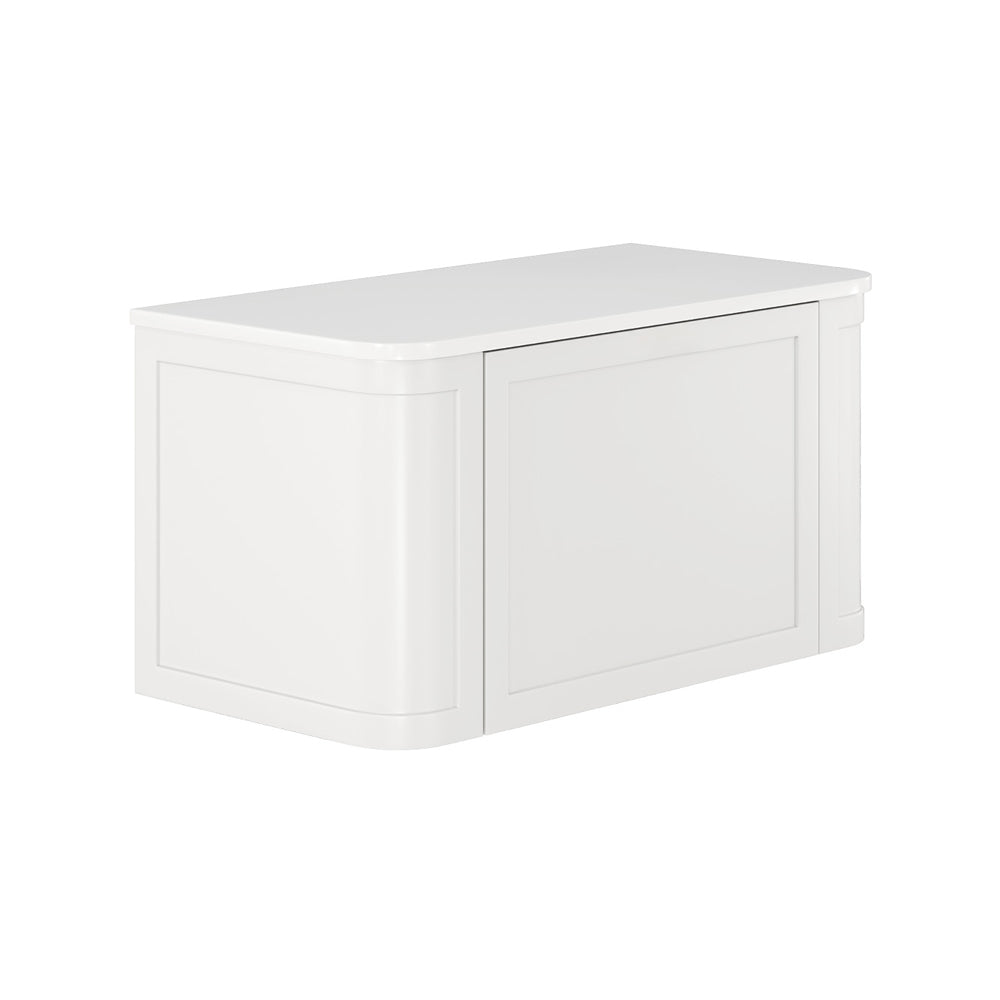 Mila Curved Satin White Wall Hung Cabinet