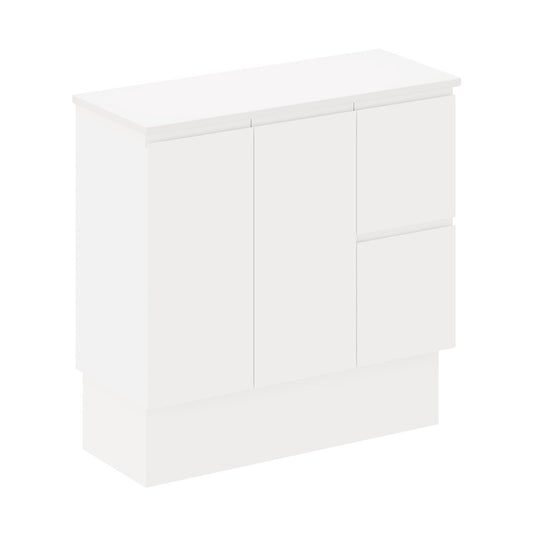 Siska 900mm Ensuite Depth Cabinet on Kick, Right Drawers