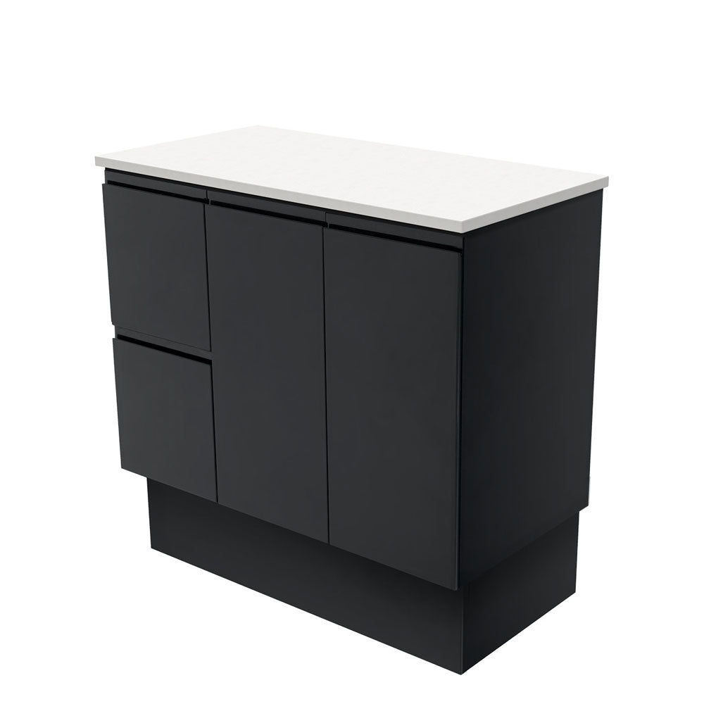Fingerpull Satin Black Cabinet with Drawers