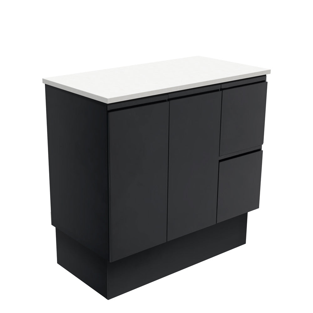 Fingerpull Satin Black Cabinet with Drawers