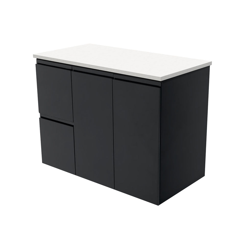 Fingerpull Satin Black Cabinet with Drawers
