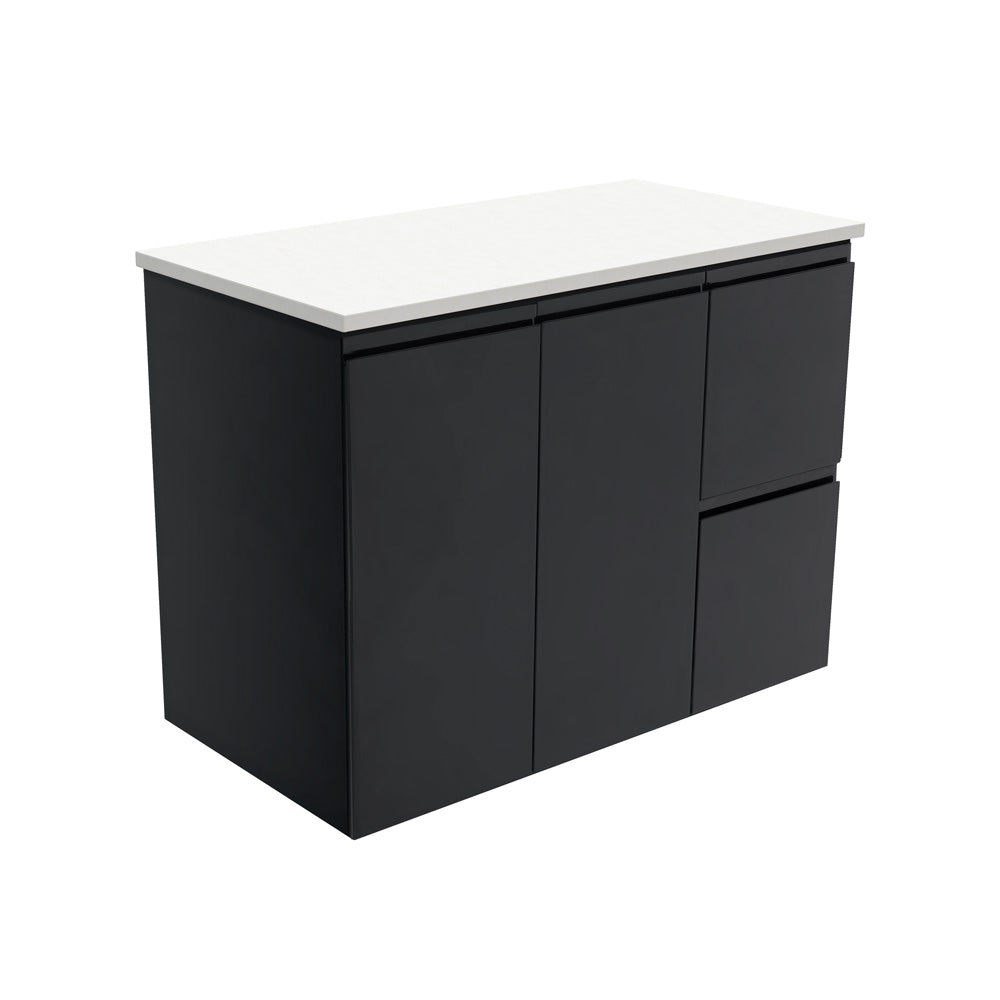 Fingerpull Satin Black Cabinet with Drawers