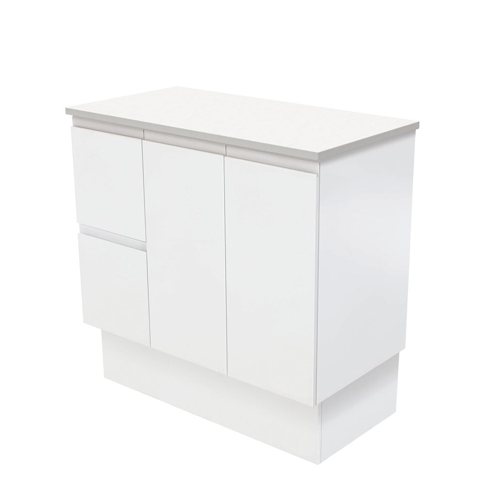 Fingerpull Satin White Cabinet with Drawers