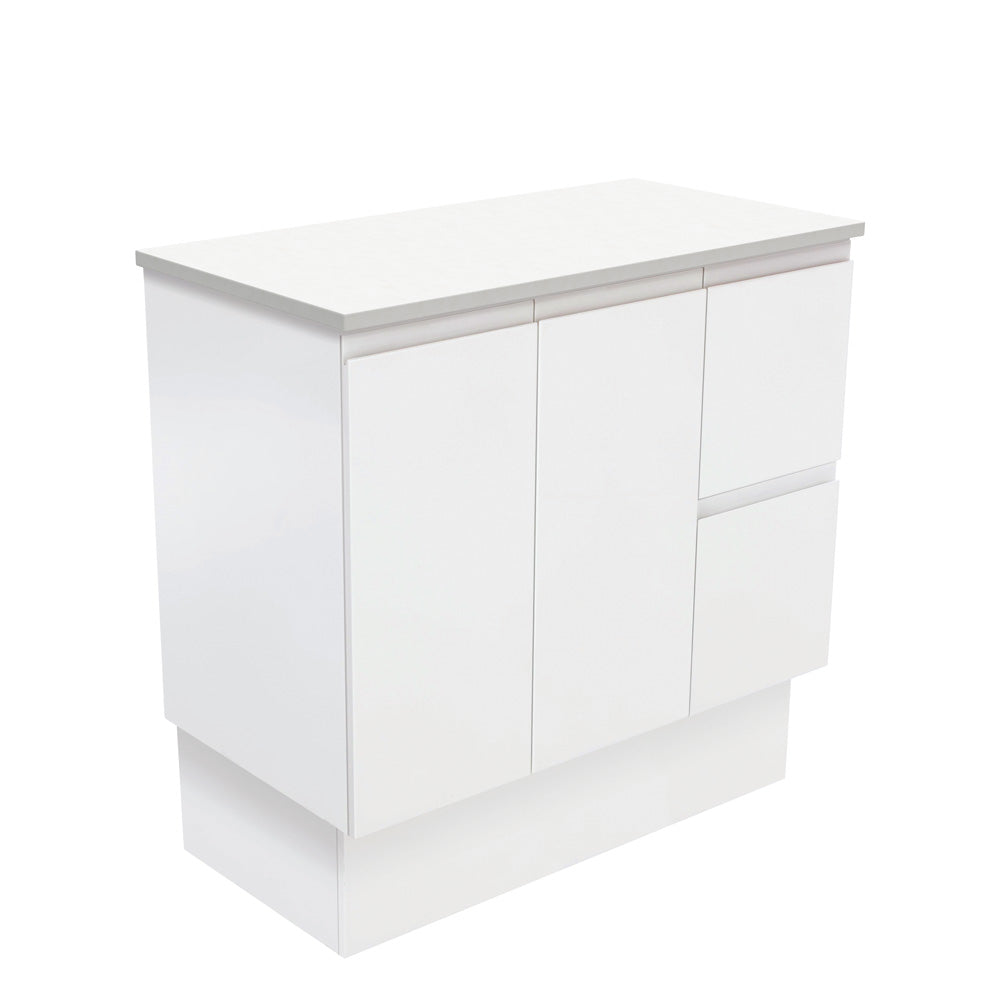 Fingerpull Satin White Cabinet with Drawers