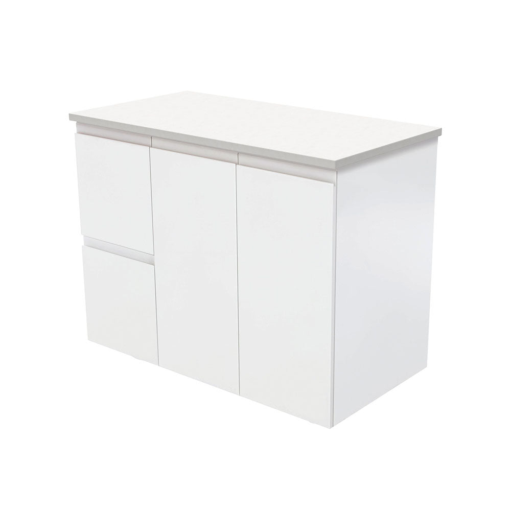 Fingerpull Satin White Cabinet with Drawers