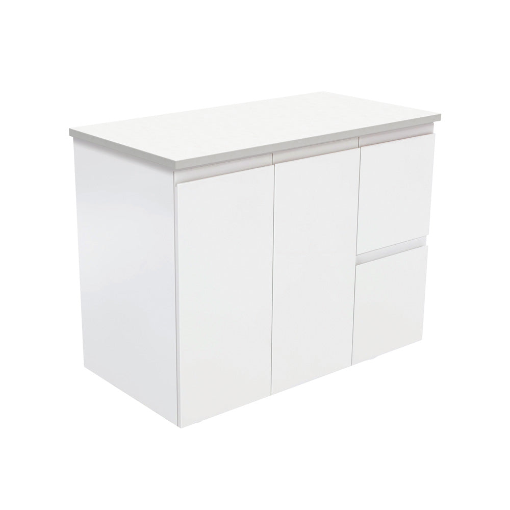 Fingerpull Satin White Cabinet with Drawers