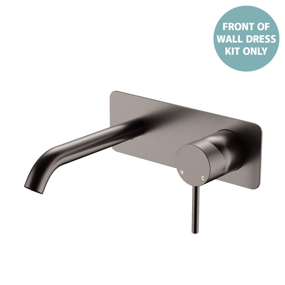 Kaya Basin/Bath Wall Mixer Dress Kit, Rectangular Plate, 160mm Outlet, Brushed Copper