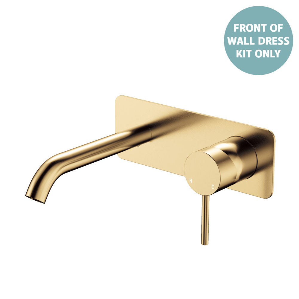 Kaya Basin/Bath Wall Mixer Dress Kit, Rectangular Plate, 160mm Outlet, Brushed Copper