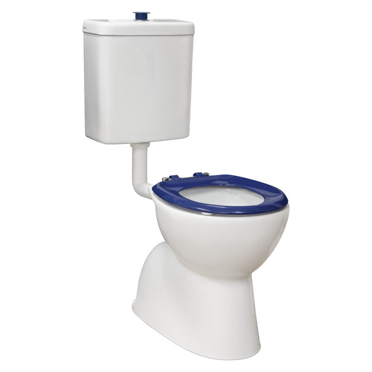 Stella Care Blue Adjustable Link Toilet Suite, Gloss White