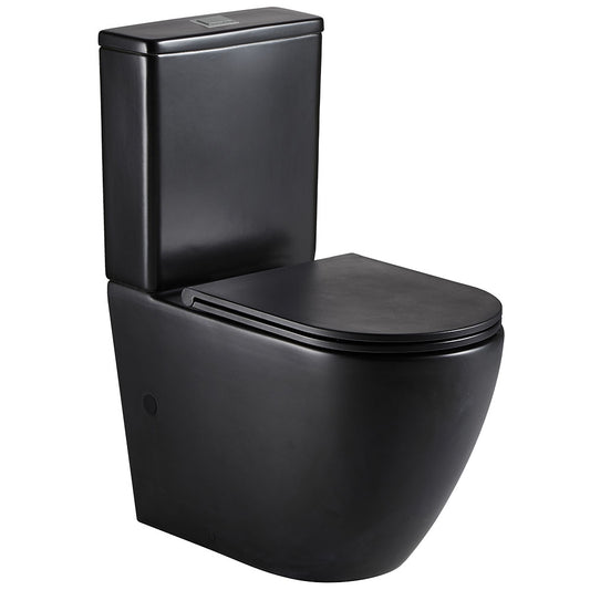 Koko Back-to-Wall Toilet Suite, Slim Seat, Matte Black
