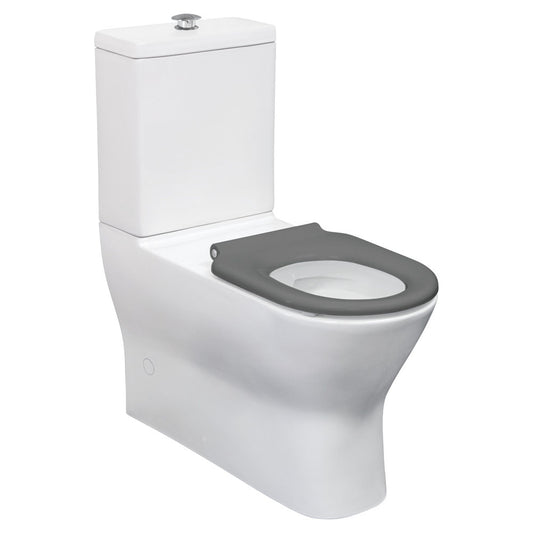 Delta Care Back-to-Wall Toilet Suite, Gloss White with Black Seat