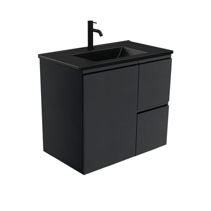 Dolce Matte Black Fingerpull Vanity - Right Drawers