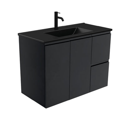 Dolce Matte Black Fingerpull Vanity - Right Drawers
