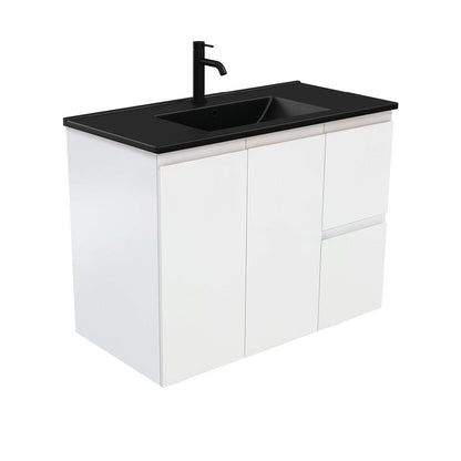 Dolce Matte Black Fingerpull Vanity - Right Drawers