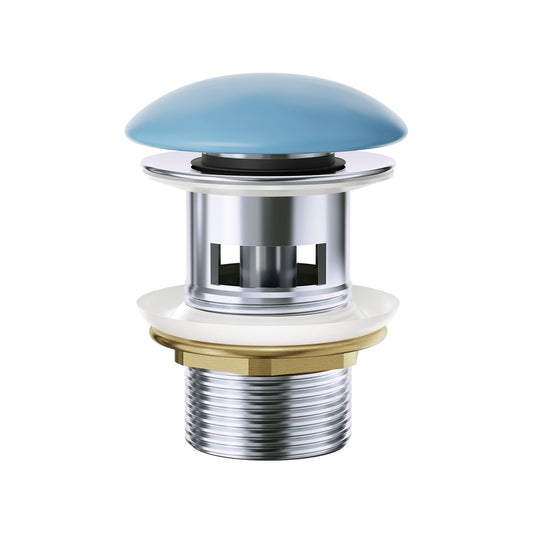 Pop-Up 32mm Overflow Basin Waste, Matte Blue Ceramic Cap